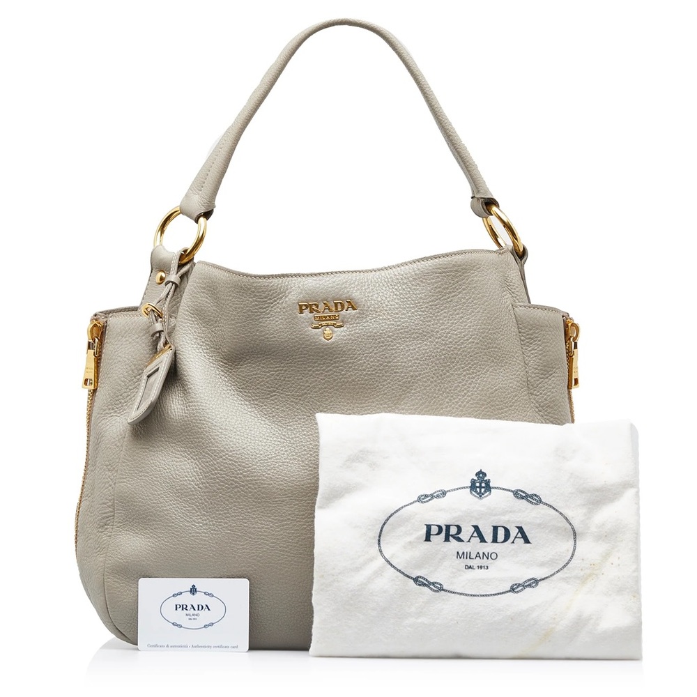 Prada Gold and Gray Shoulder Bag with Luxurious Design